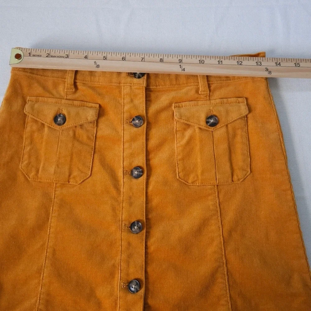 Vineyard Vines Girls 12 Corduroy Skirt Mustard Yellow Button Front Pockets Prepp